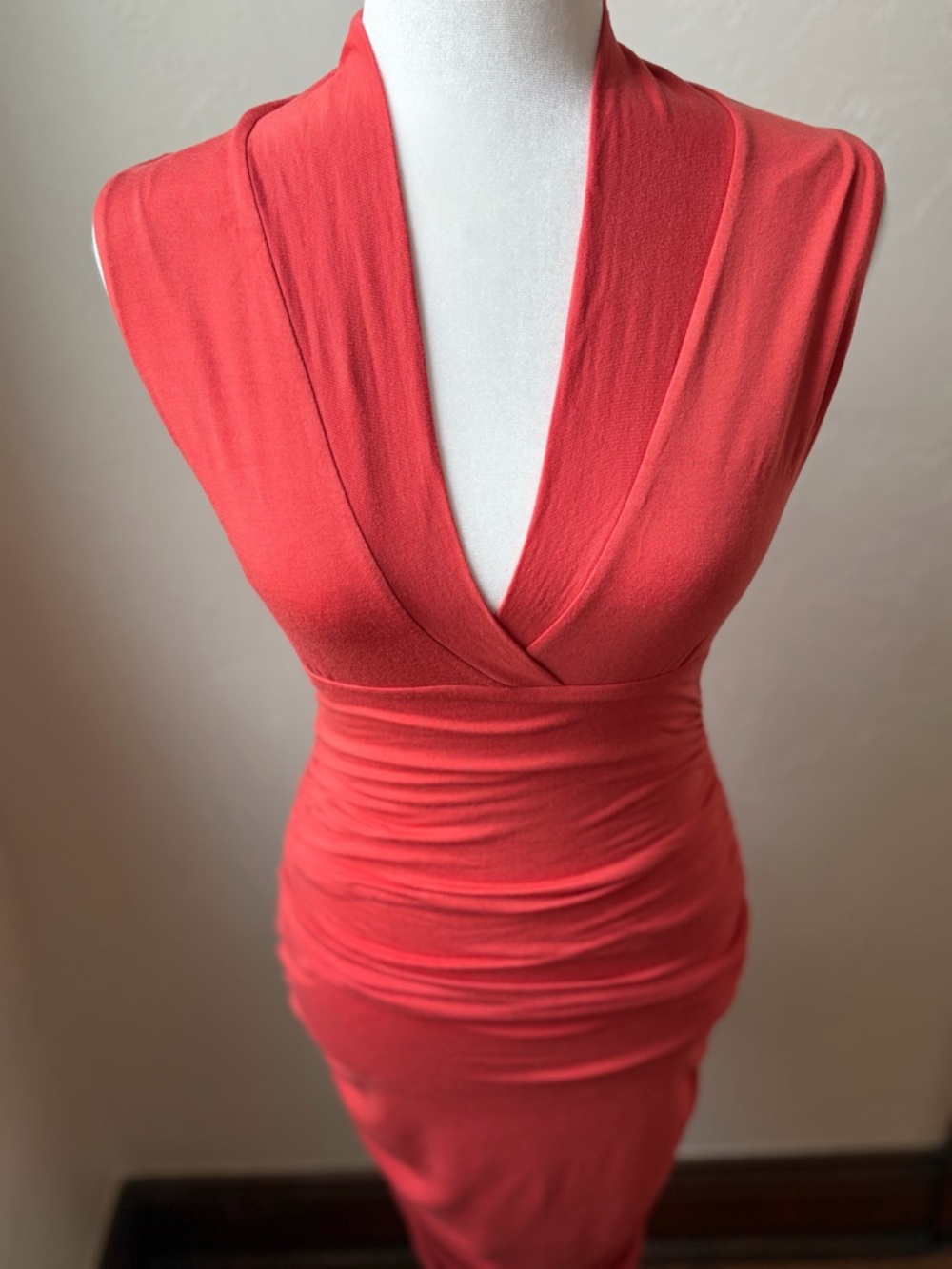 Moulinette Soeurs By Anthropologie Ruched Midi Dress Salmon XS Sleeveless - Picture 3 of 9